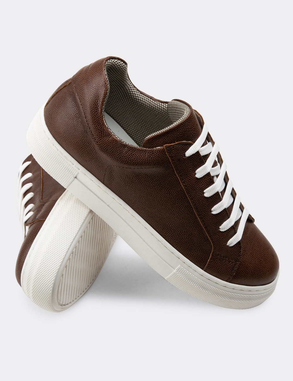 Brown  Leather Sneakers - Z1681ZKHVC09