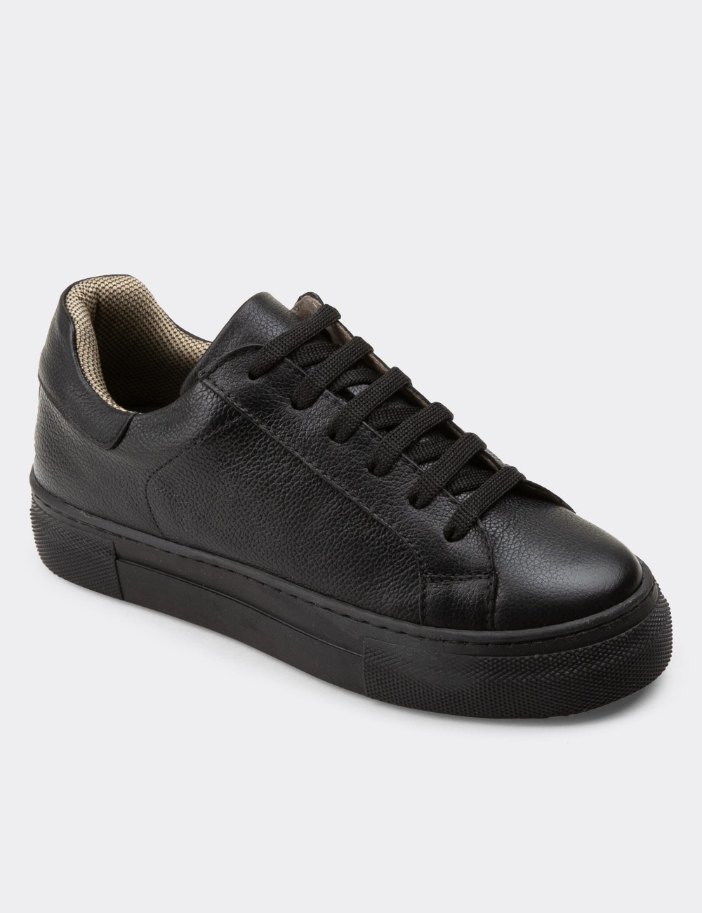 Black  Leather Sneakers - Z1681ZSYHC06