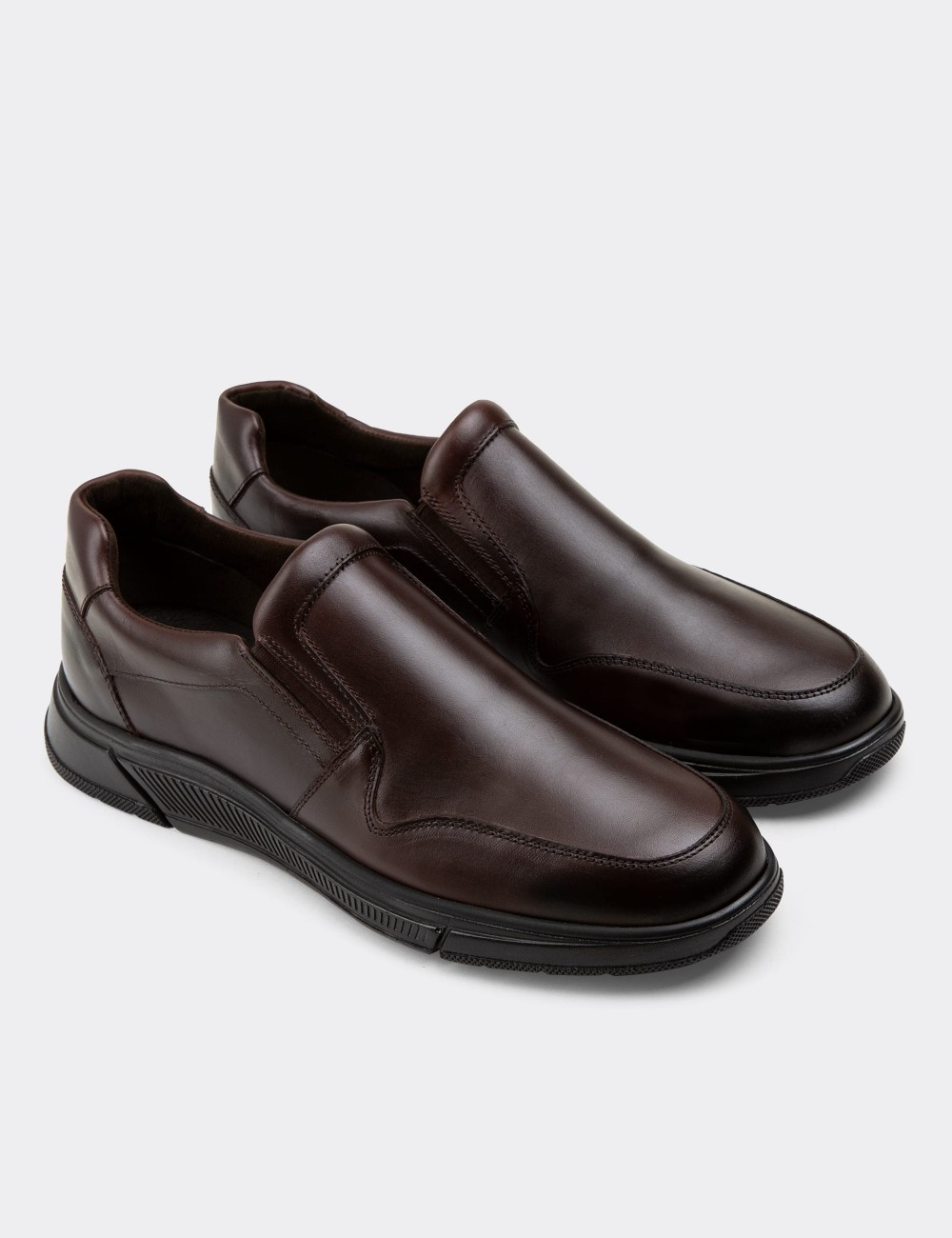 Brown  Leather Loafers - 01874MKHVC01