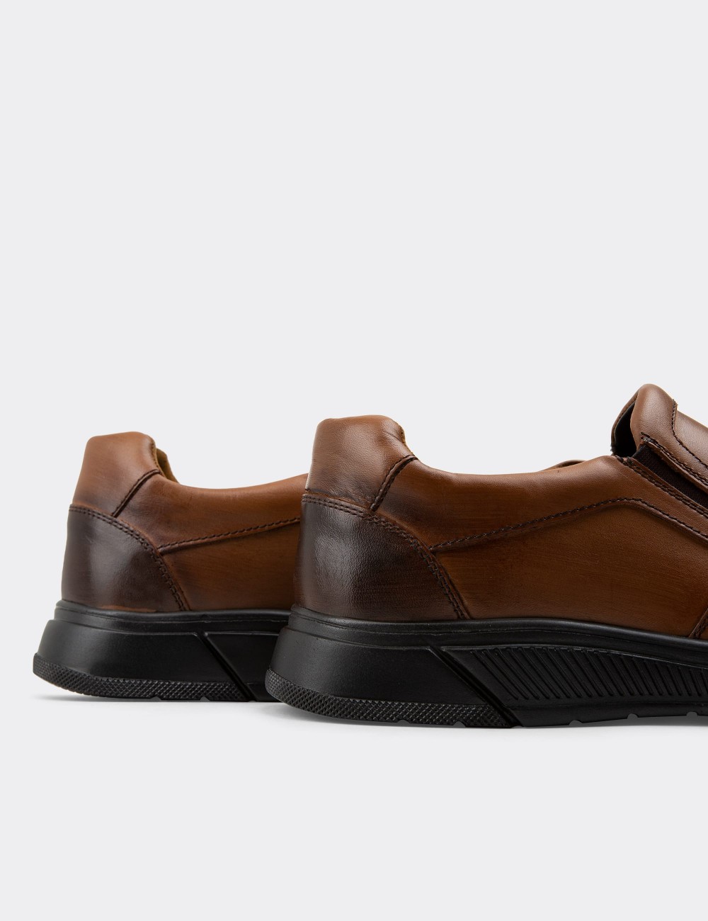 Tan  Leather Loafers - 01874MTBAC01