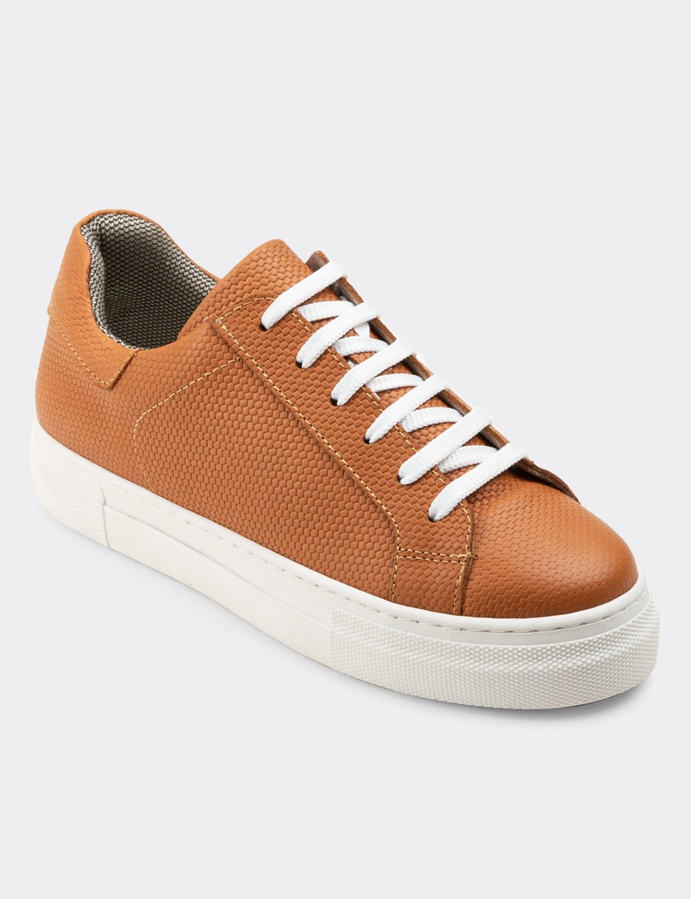 Tan  Leather Sneakers - Z1681ZTBAC04