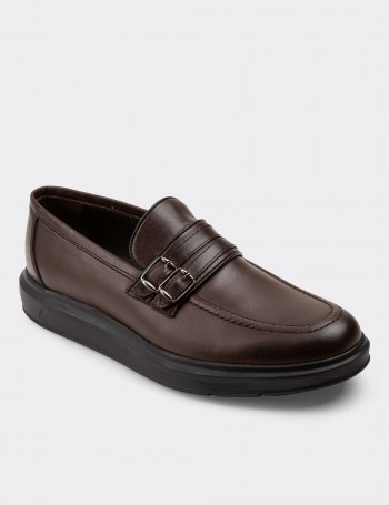 Brown  Leather Loafers - 01925MKHVP01