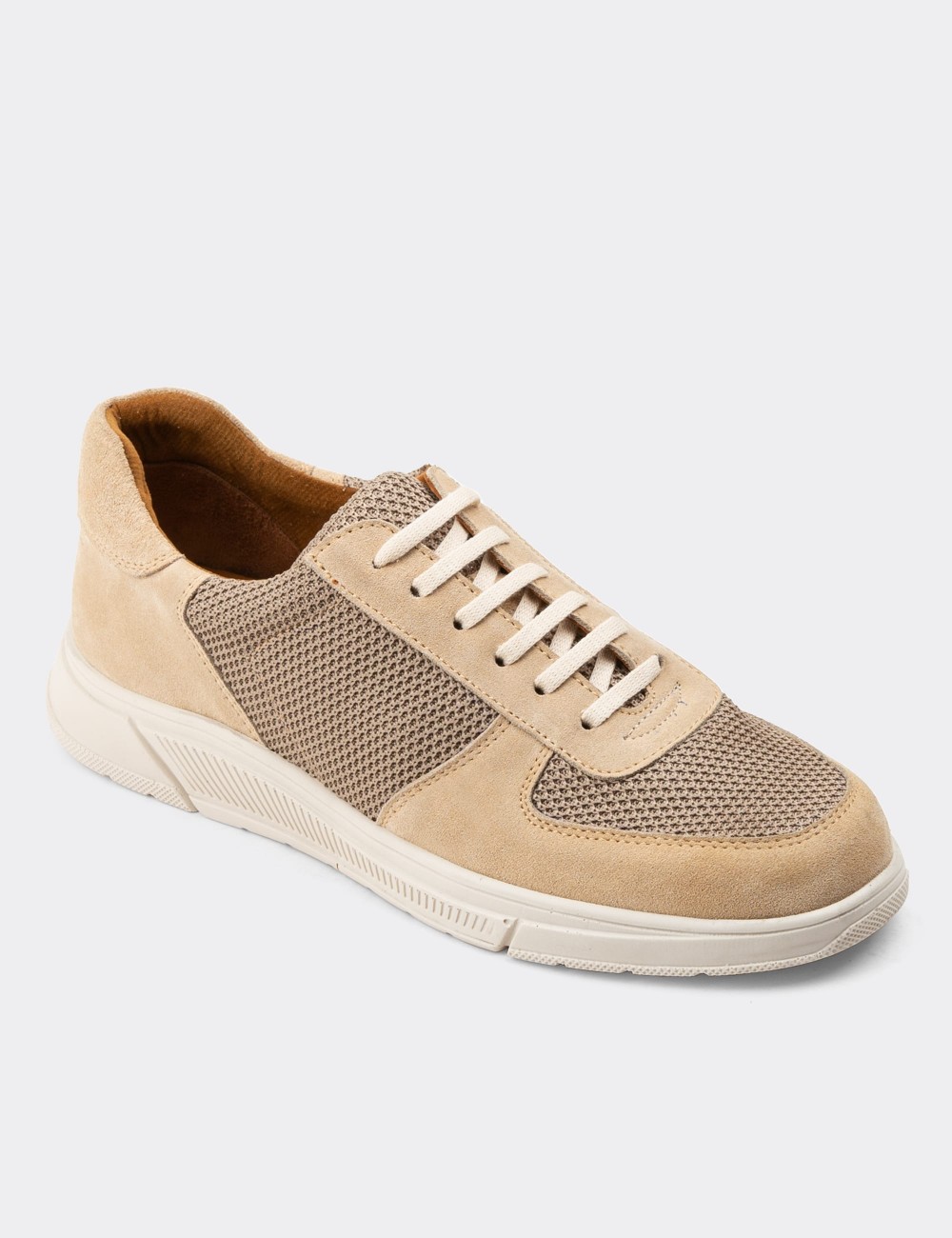 Beige Suede Leather Sneakers - 01860MBEJC01