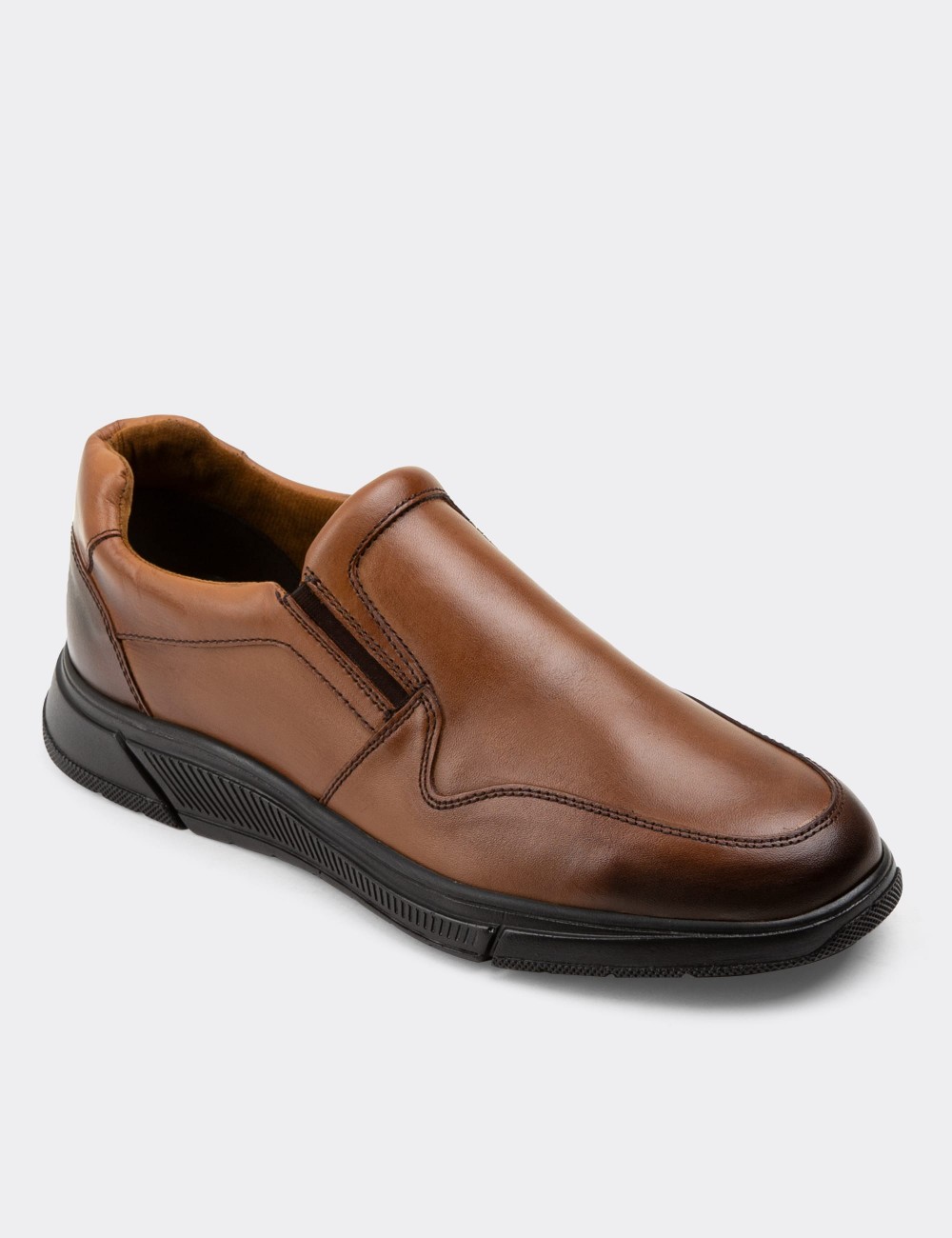 Tan  Leather Loafers - 01874MTBAC01