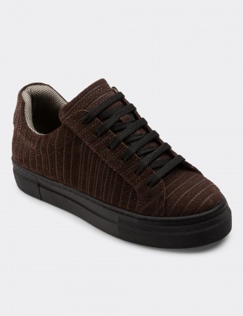 Brown Suede Leather Sneakers - Z1681ZKHVC04