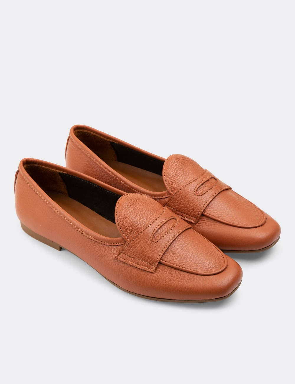 Orange  Leather Loafers - 01910ZTRCC01