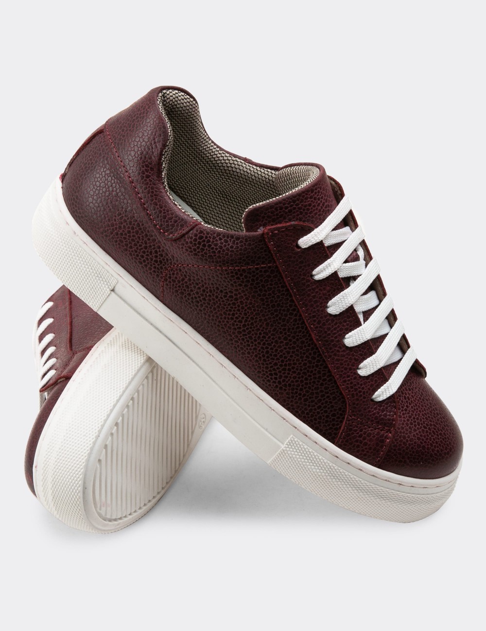 Burgundy  Leather Sneakers - Z1681ZBRDC04