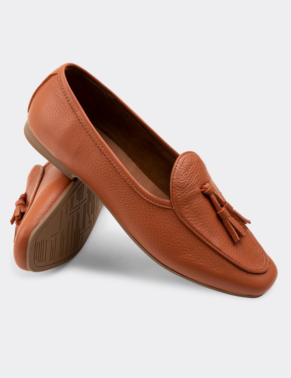 Orange  Leather Loafers - 01909ZTRCC01