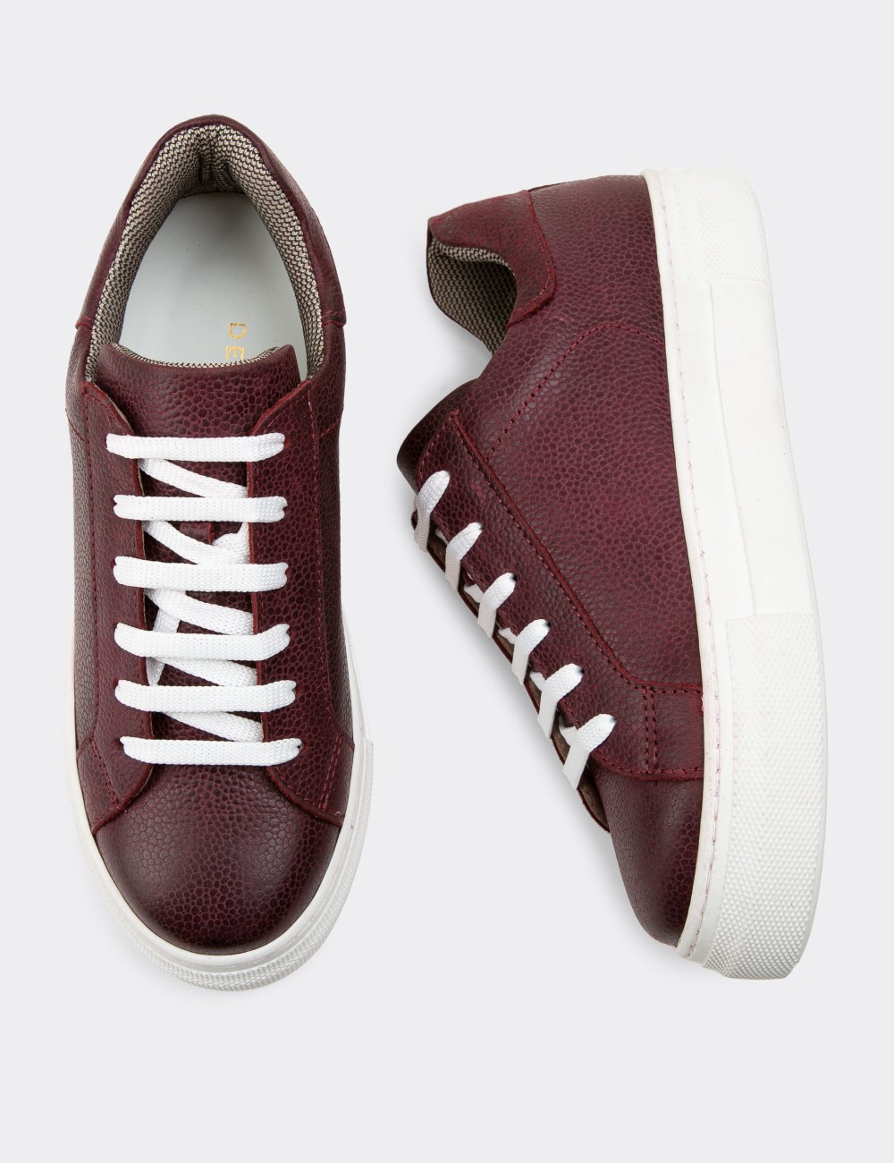 Burgundy  Leather Sneakers - Z1681ZBRDC04