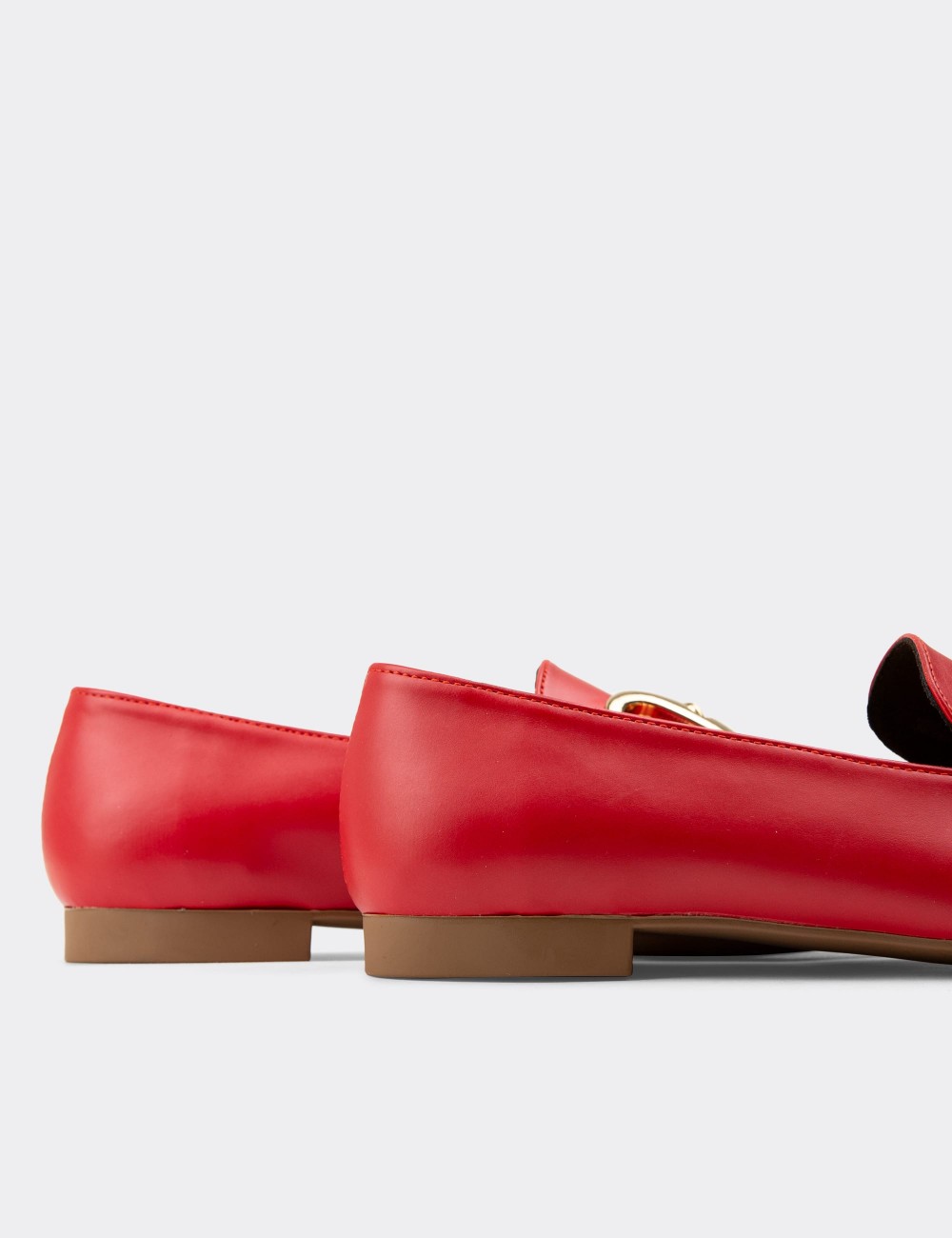 Red  Leather Loafers - 01911ZKRMC01
