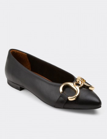 Black  Leather Loafers - 01916ZSYHC03