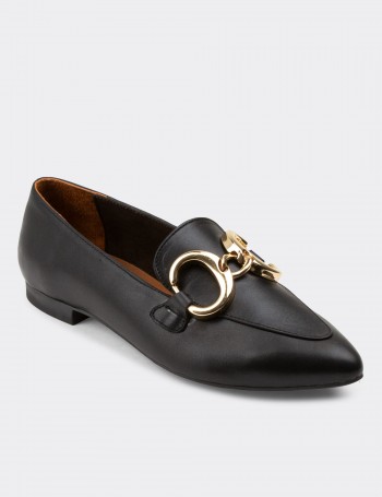 Black  Leather Loafers - 01911ZSYHC02
