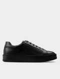 Black  Leather Sneakers