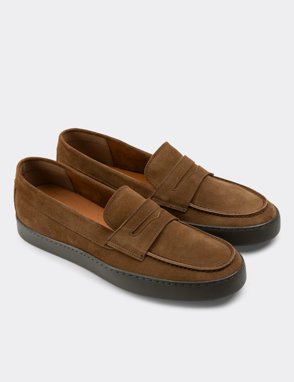 Tan Suede Leather Loafers - 01870MTBAC01