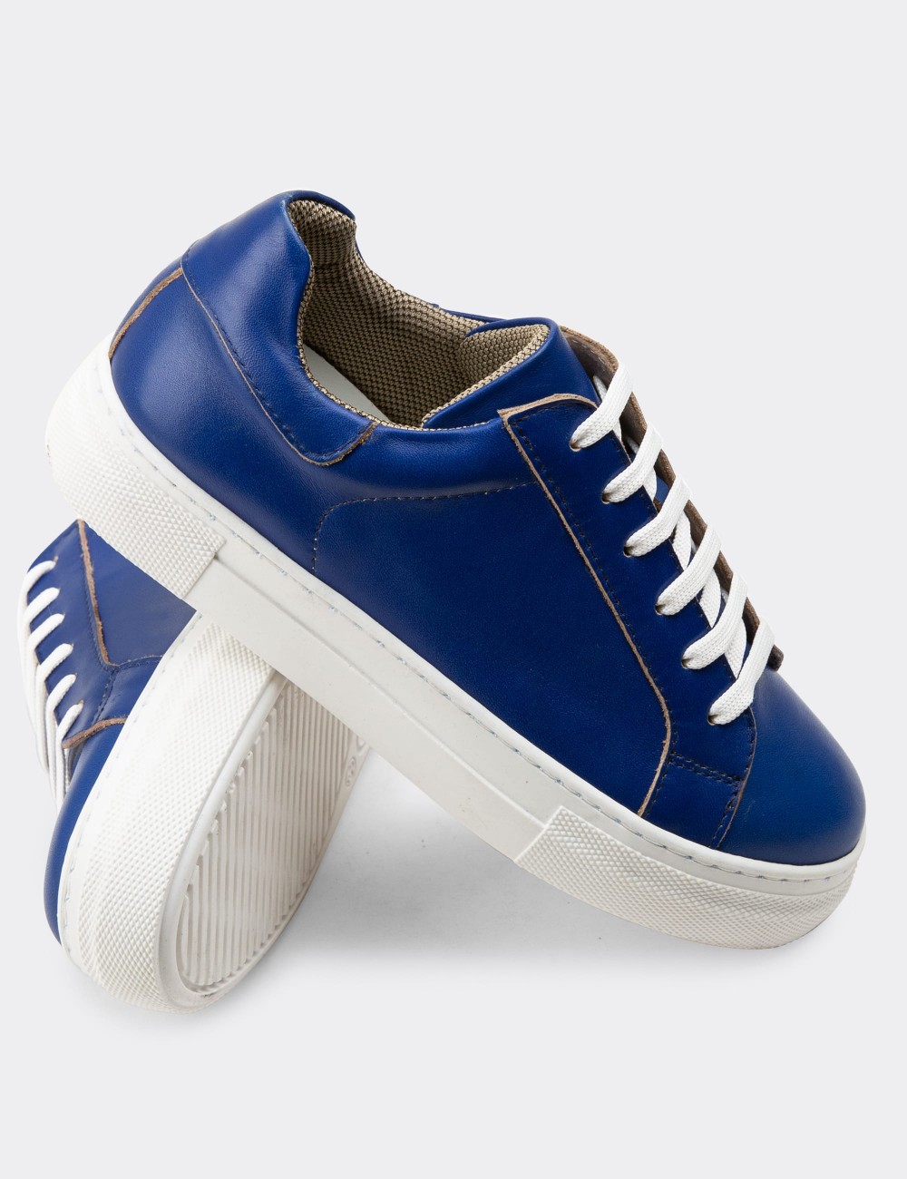 Blue  Leather Sneakers - Z1681ZMVIC04