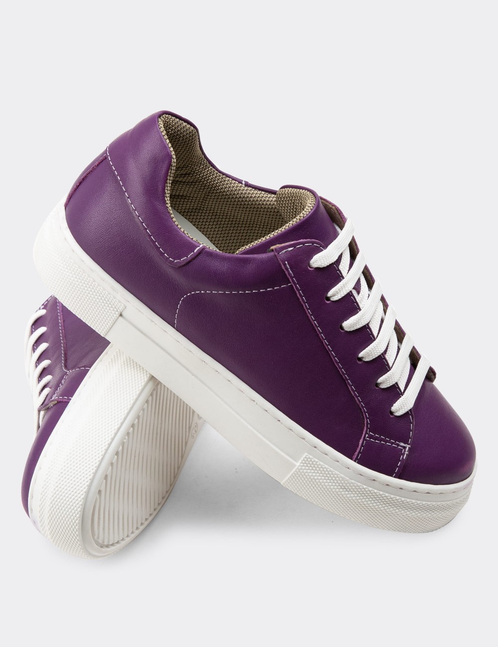 Purple  Leather Sneakers - Z1681ZMORC01