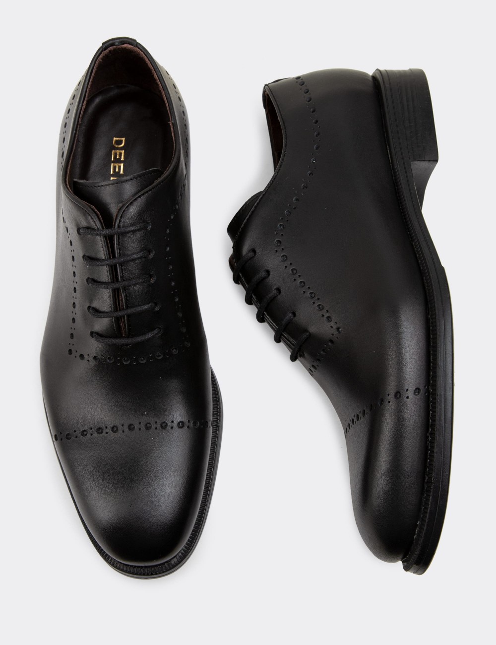 Black  Leather Classic Shoes - 00491MSYHC02