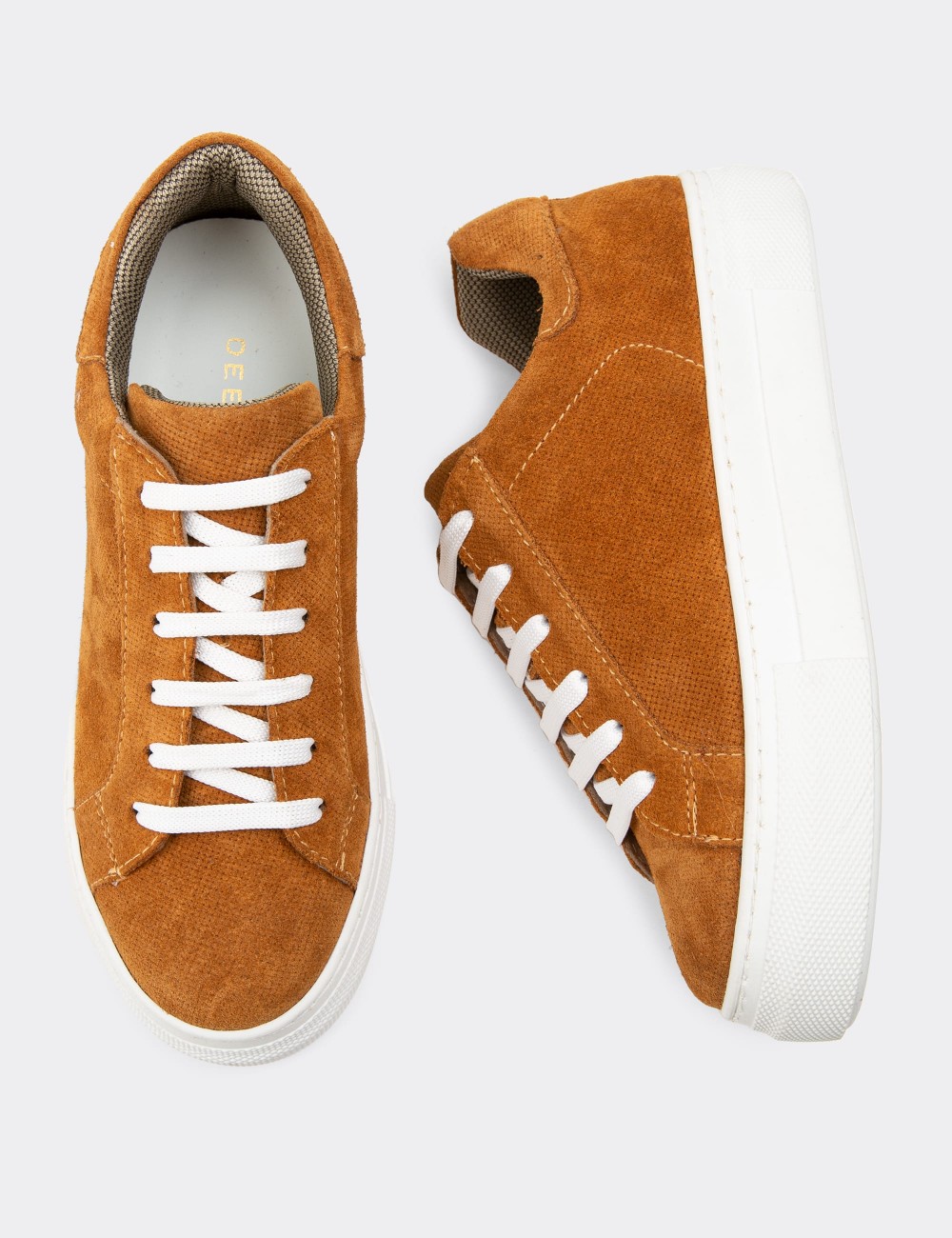 Tan Suede Leather Sneakers - Z1681ZTBAC06