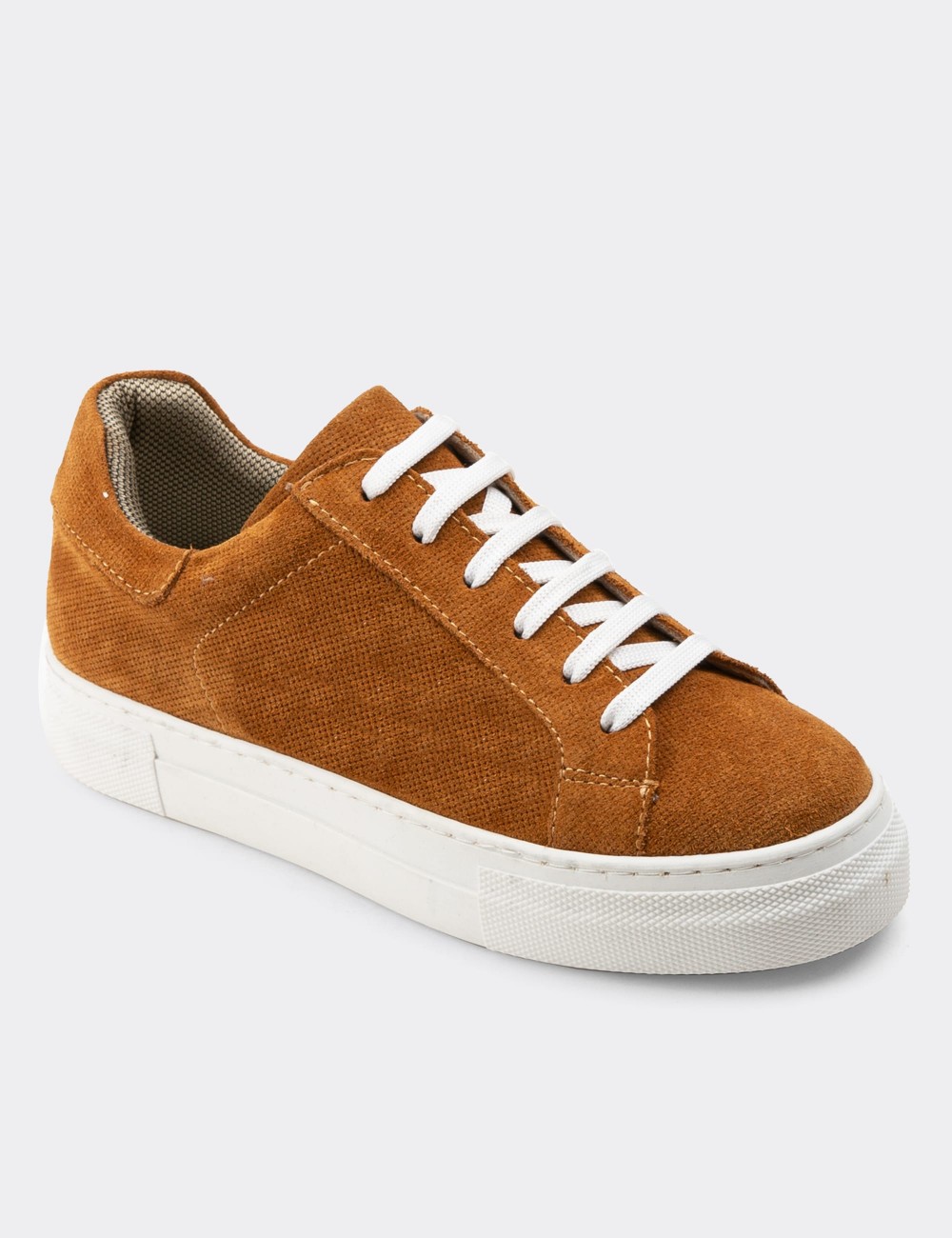 Tan Suede Leather Sneakers - Z1681ZTBAC06