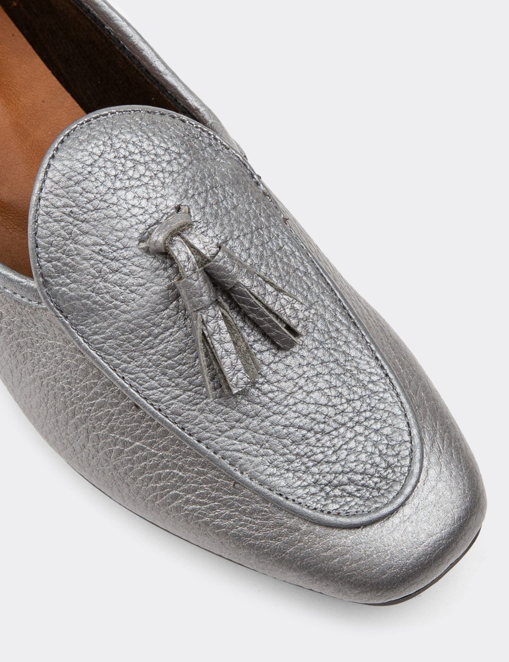 Gray  Leather Loafers - 01909ZGRIC01