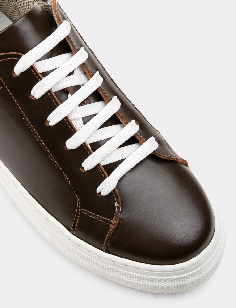 Brown  Leather Sneakers - Z1681ZKHVC16