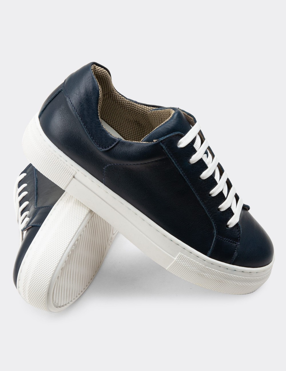 Dark Navy  Leather Sneakers - Z1681ZLCVC05