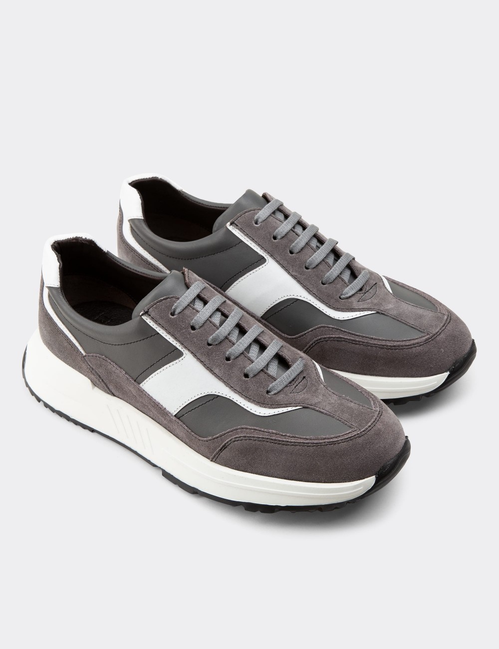 Gray  Leather Sneakers - 01889MGRIE01