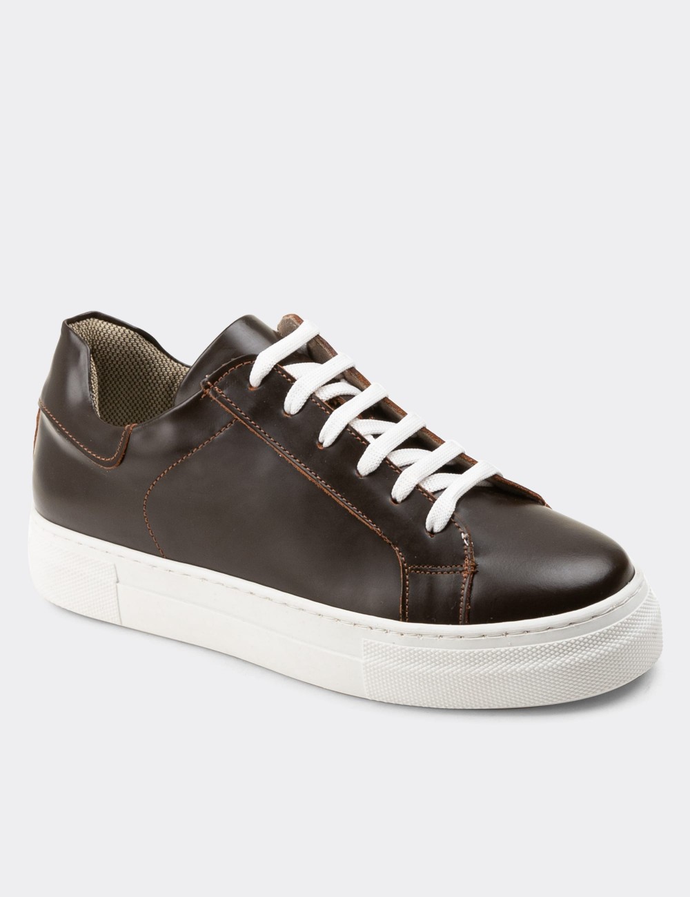 Brown  Leather Sneakers - Z1681ZKHVC16