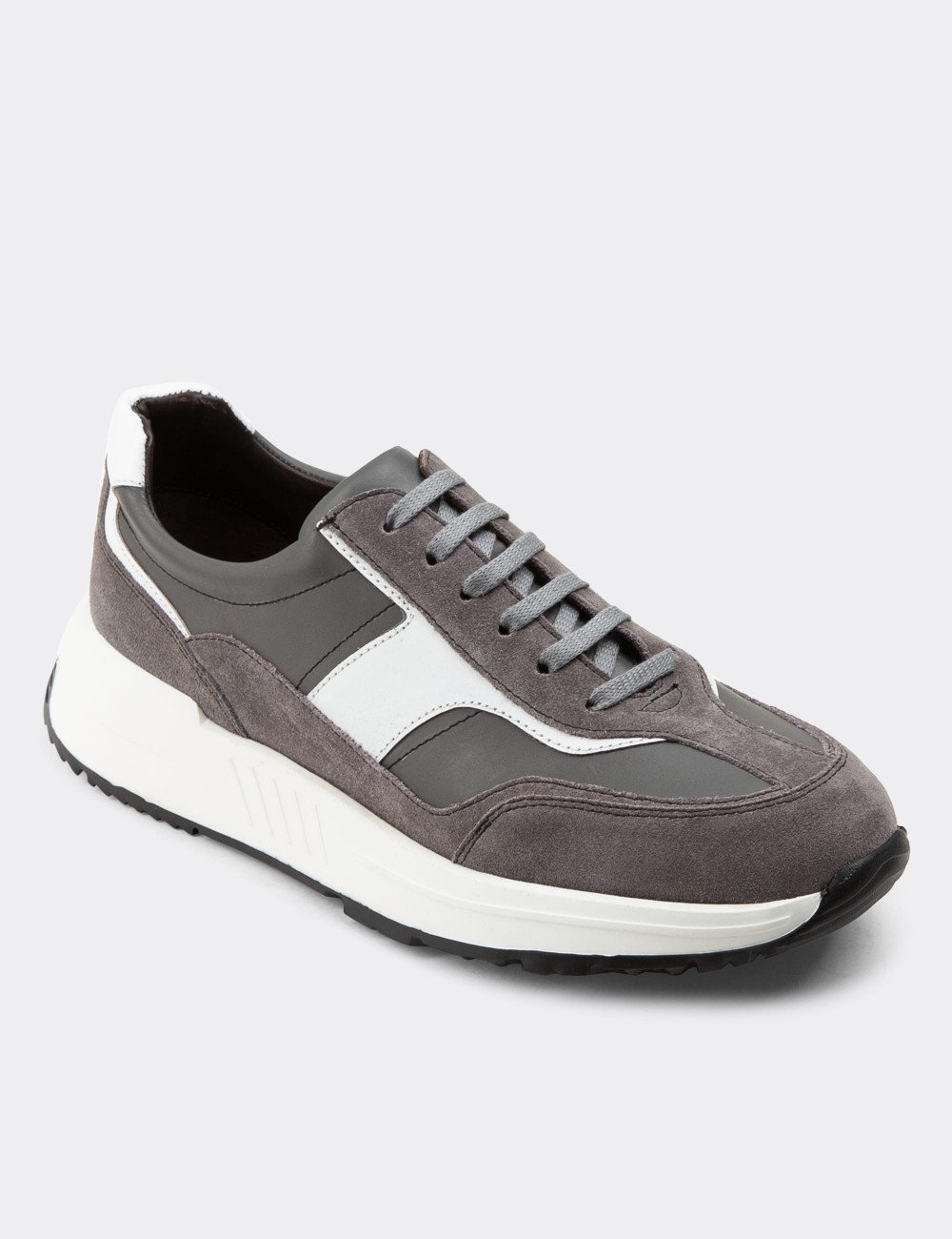 Gray  Leather Sneakers - 01889MGRIE01