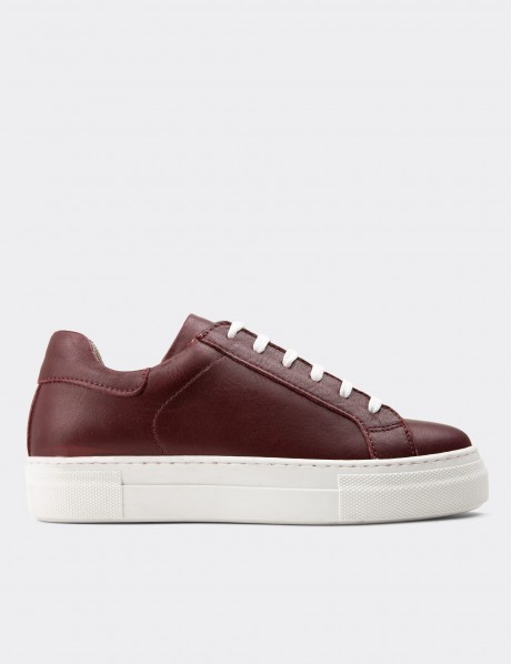 Burgundy  Leather Sneakers