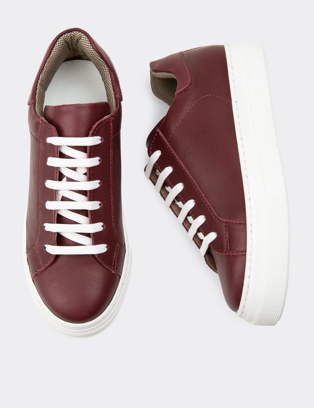Burgundy  Leather Sneakers - Z1681ZBRDC10