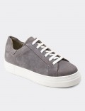 Gray Nubuck Leather Sneakers