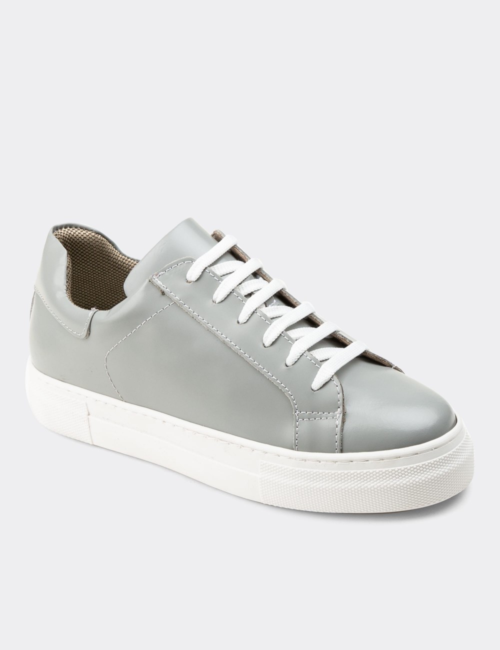 Gray Leather Sneakers