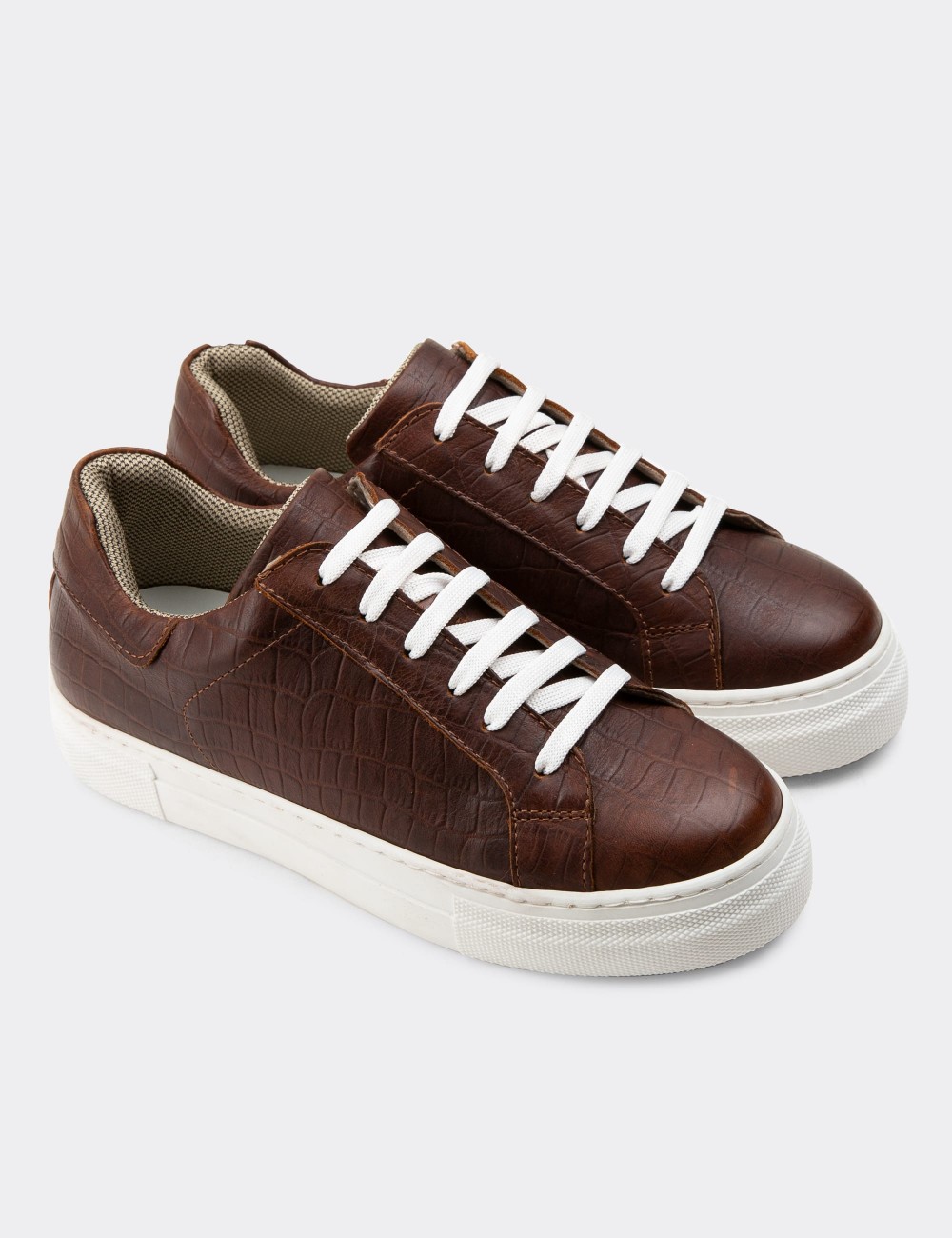 Brown  Leather Sneakers - Z1681ZKHVC11