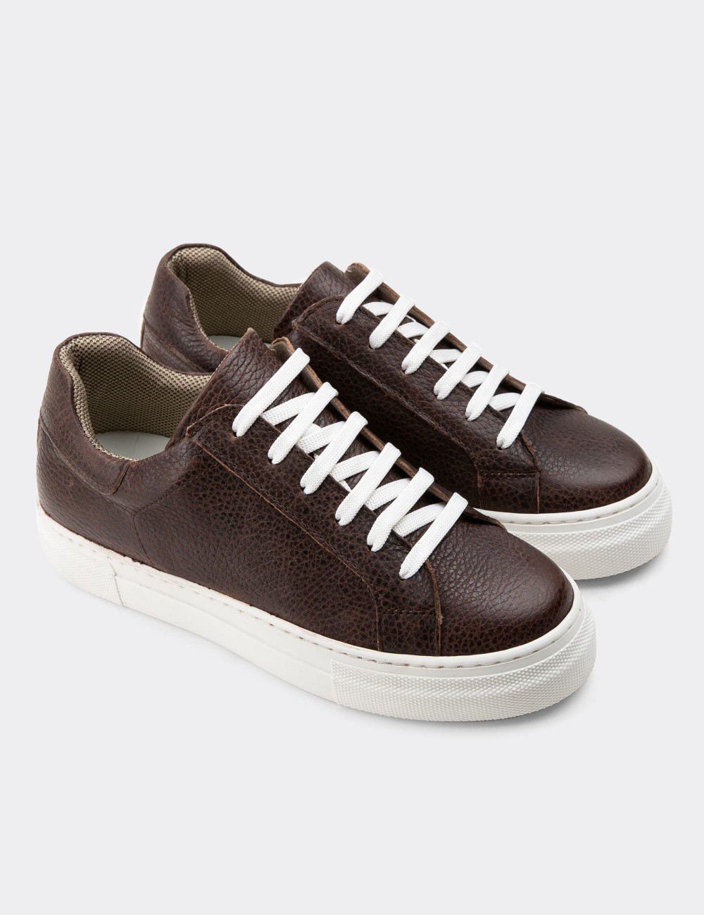 Brown  Leather Sneakers - Z1681ZKHVC12
