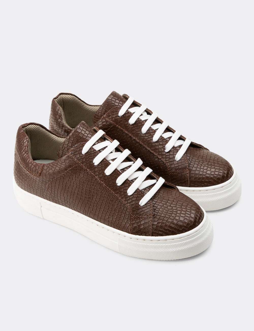 Brown  Leather Sneakers - Z1681ZKHVC13