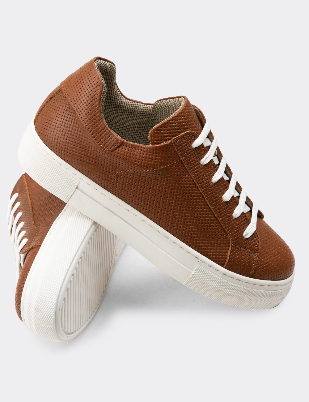 Tan  Leather Sneakers - Z1681ZKHVC10