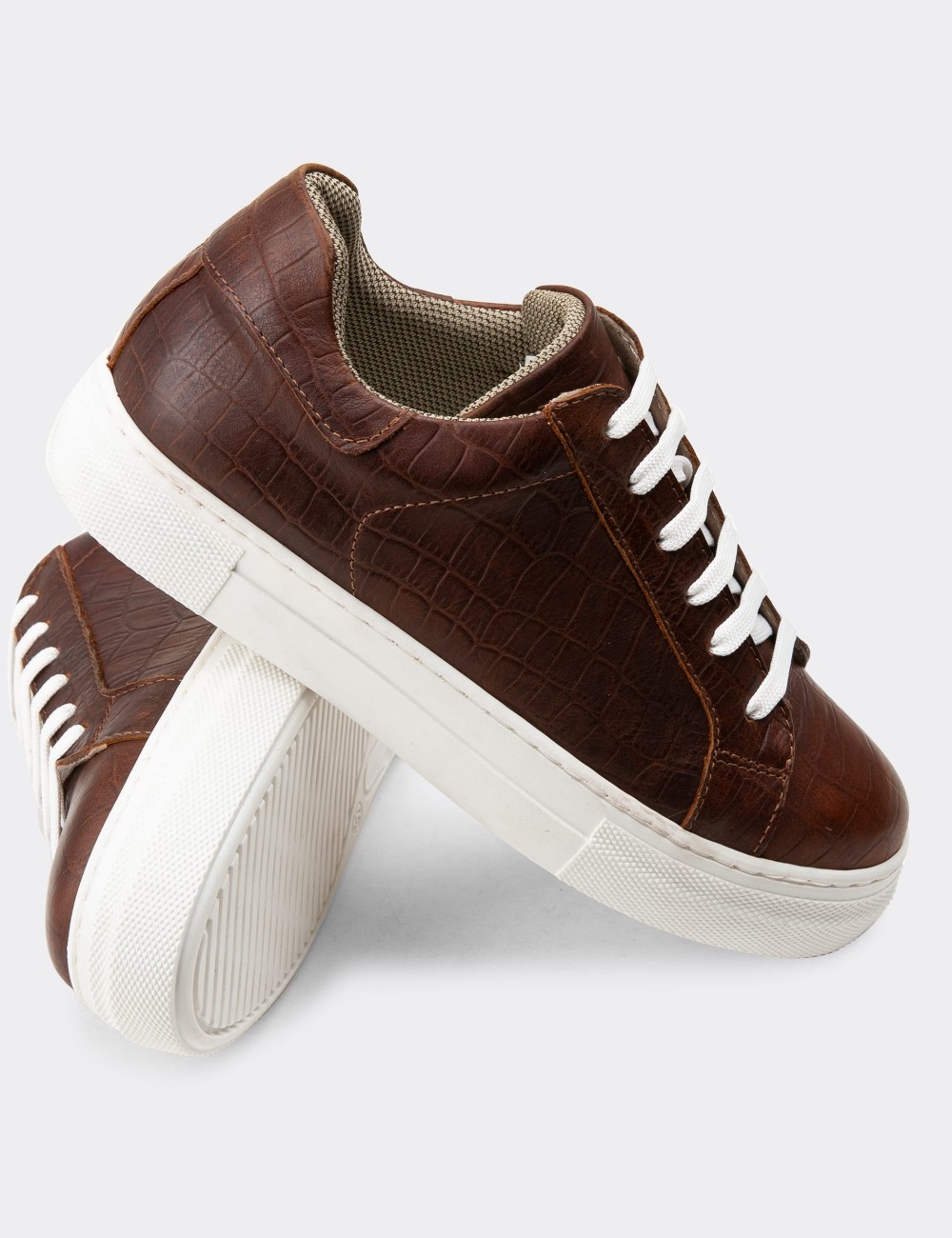 Brown  Leather Sneakers - Z1681ZKHVC11