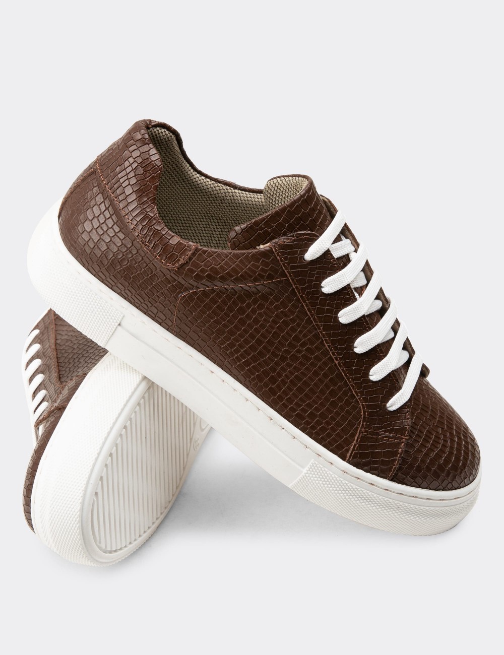 Brown  Leather Sneakers - Z1681ZKHVC13