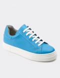Blue  Leather Sneakers