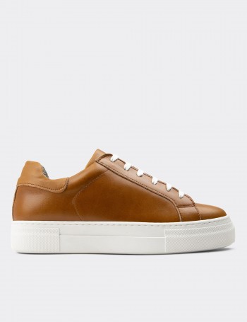 Tan  Leather Sneakers - Z1681ZTBAC11