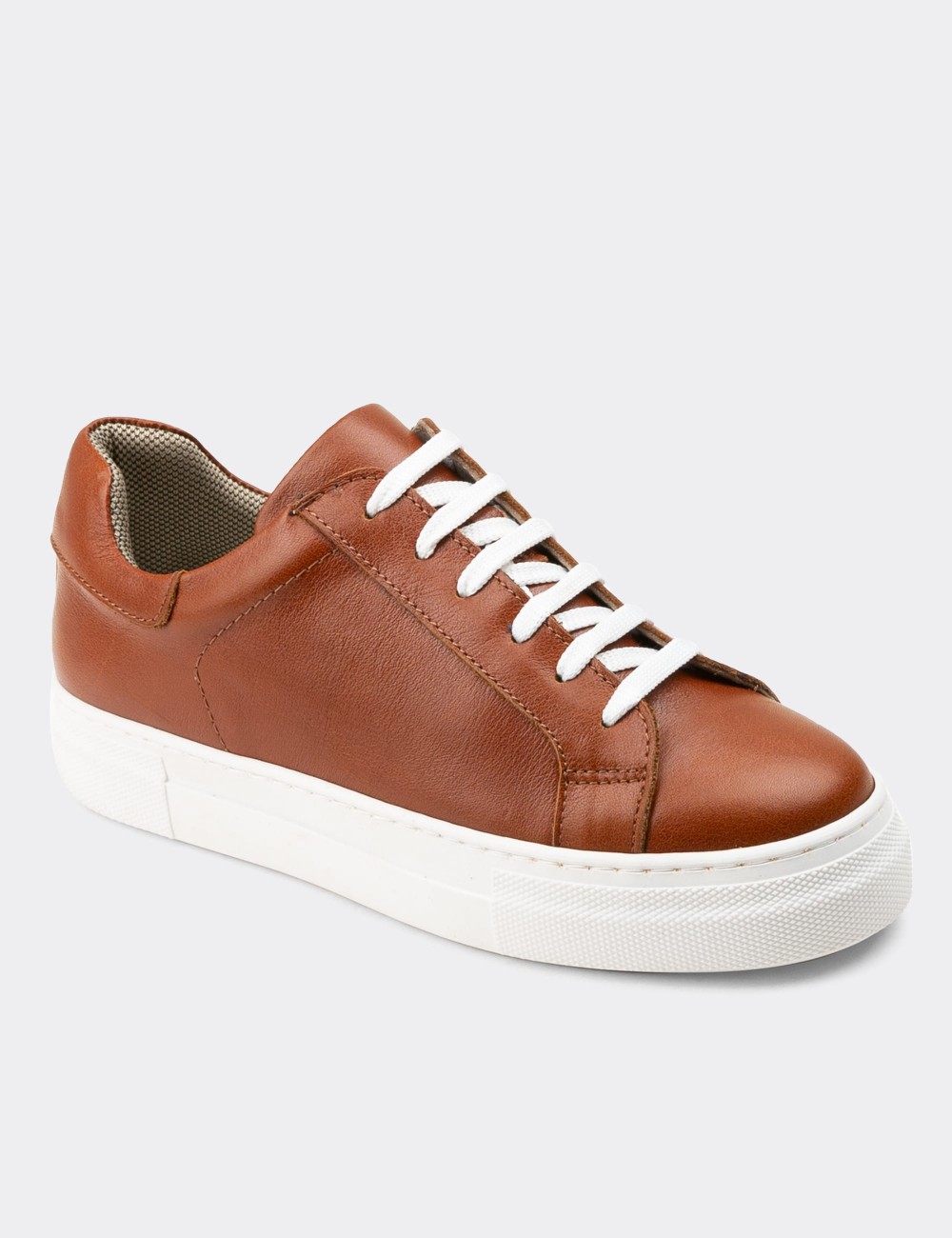 Tan  Leather Sneakers - Z1681ZTBAC09