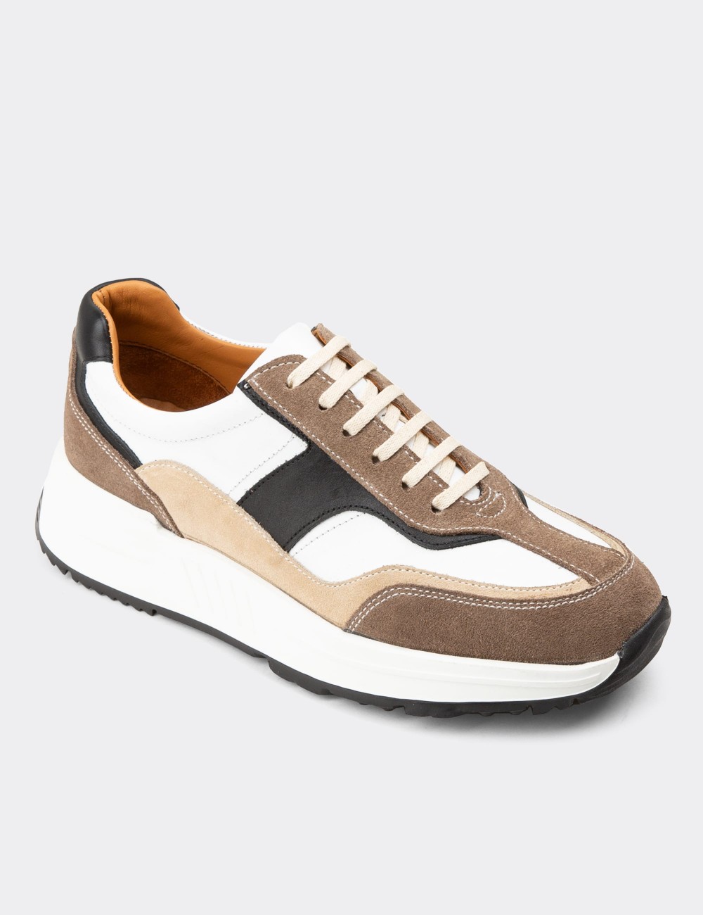 Sandstone  Leather Sneakers - 01889MVZNE01