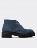 Blue Suede Leather Boots