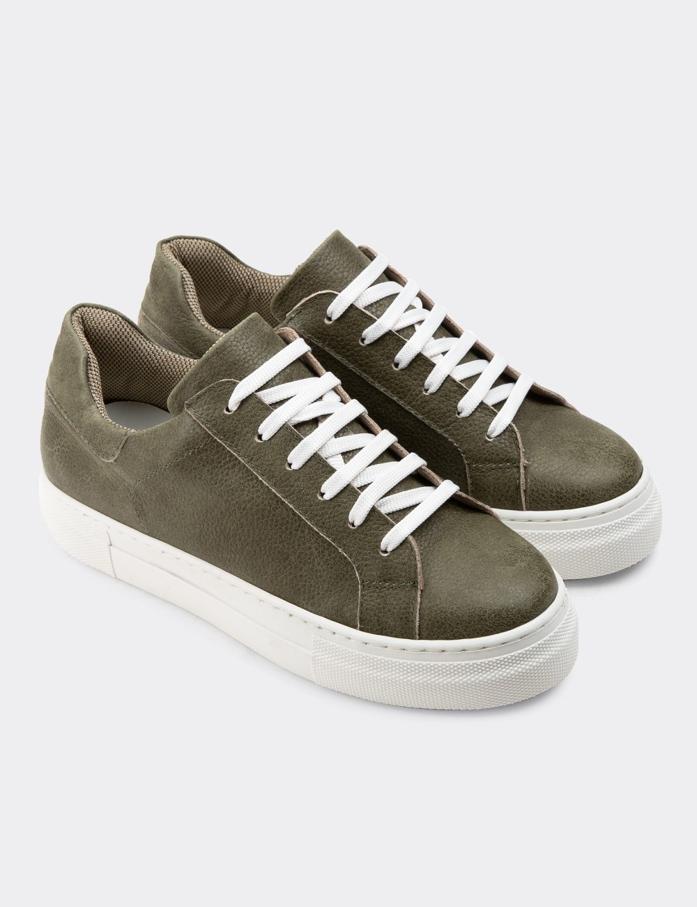 Green  Leather Sneakers - Z1681ZHAKC03