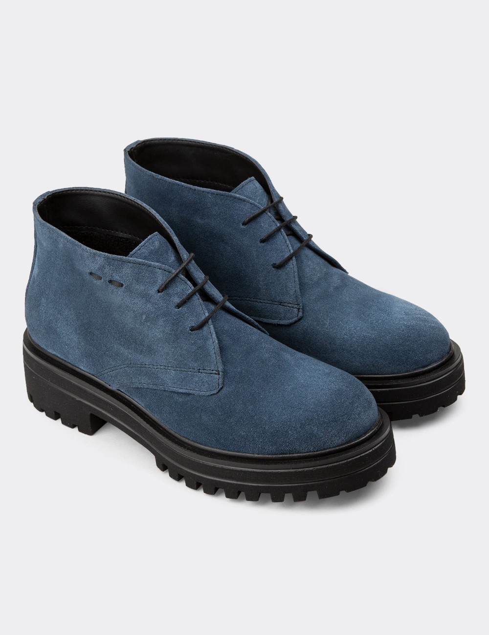 Blue Suede Leather Boots - 01847ZMVIE01