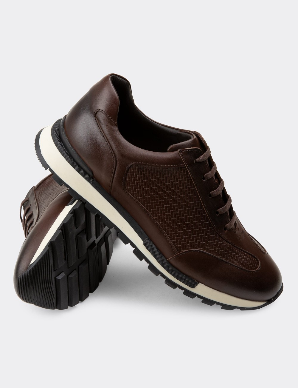 Brown  Leather Sneakers - 01729MKHVT01