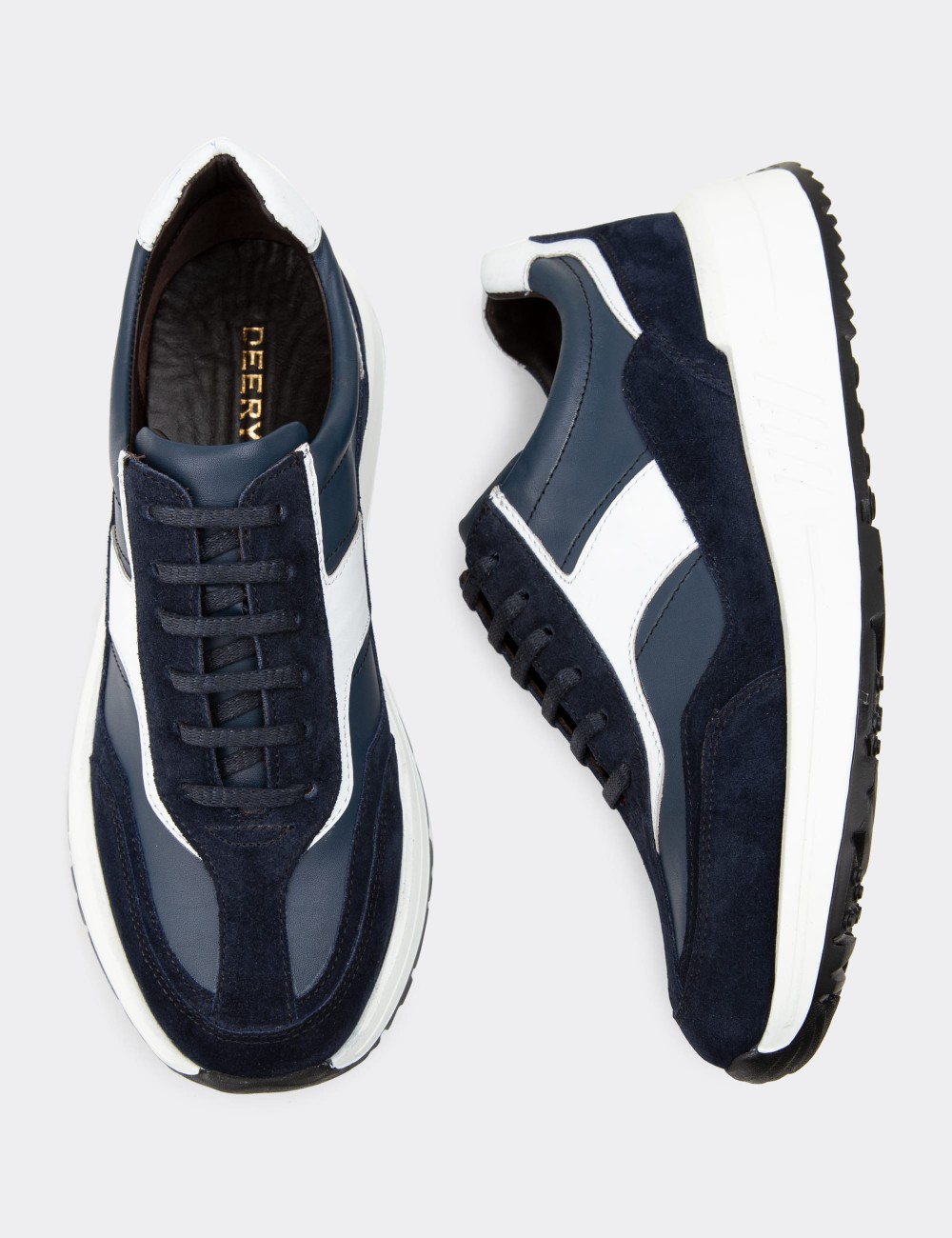 Navy  Leather Sneakers - 01889MLCVE01