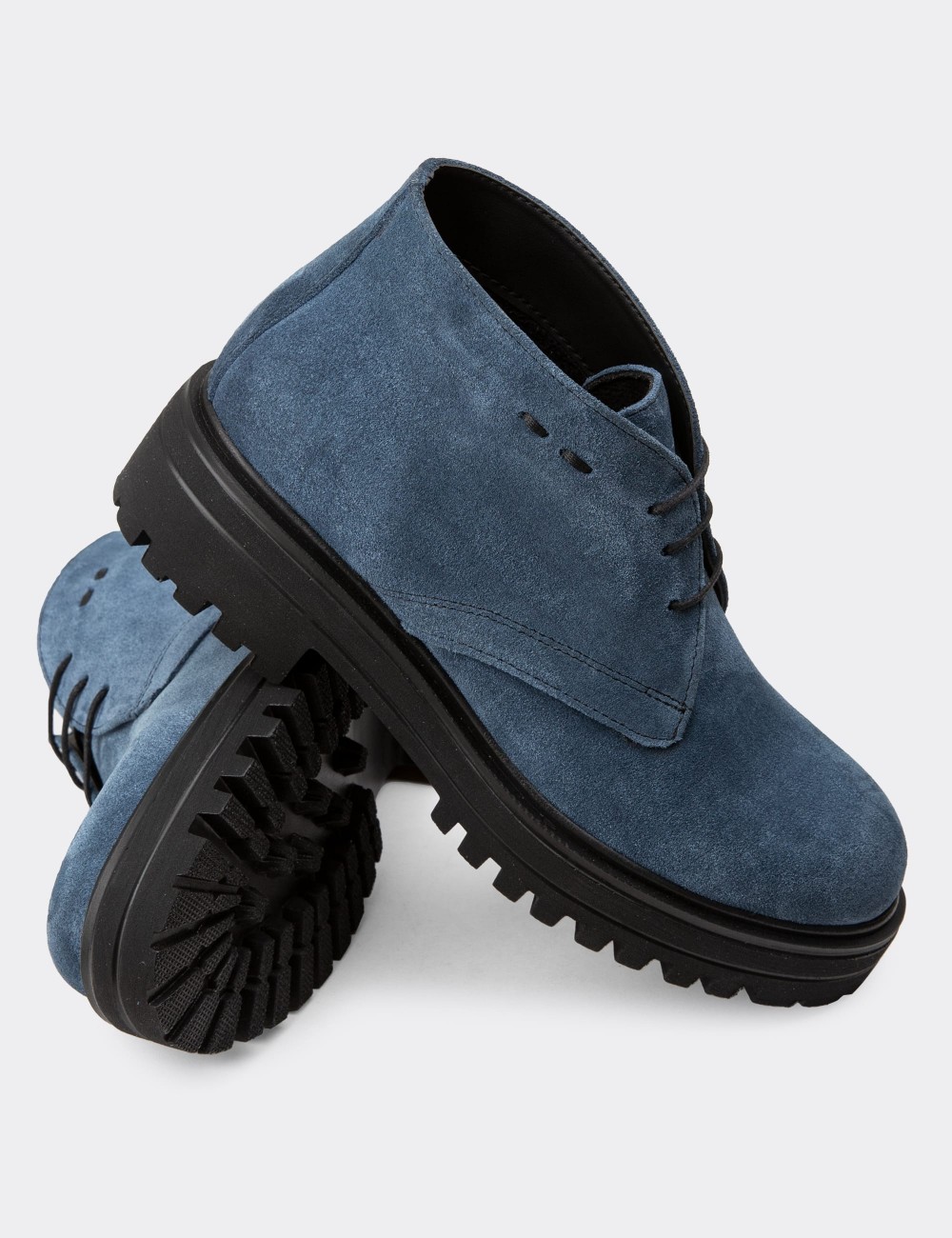 Blue Suede Leather Boots - 01847ZMVIE01