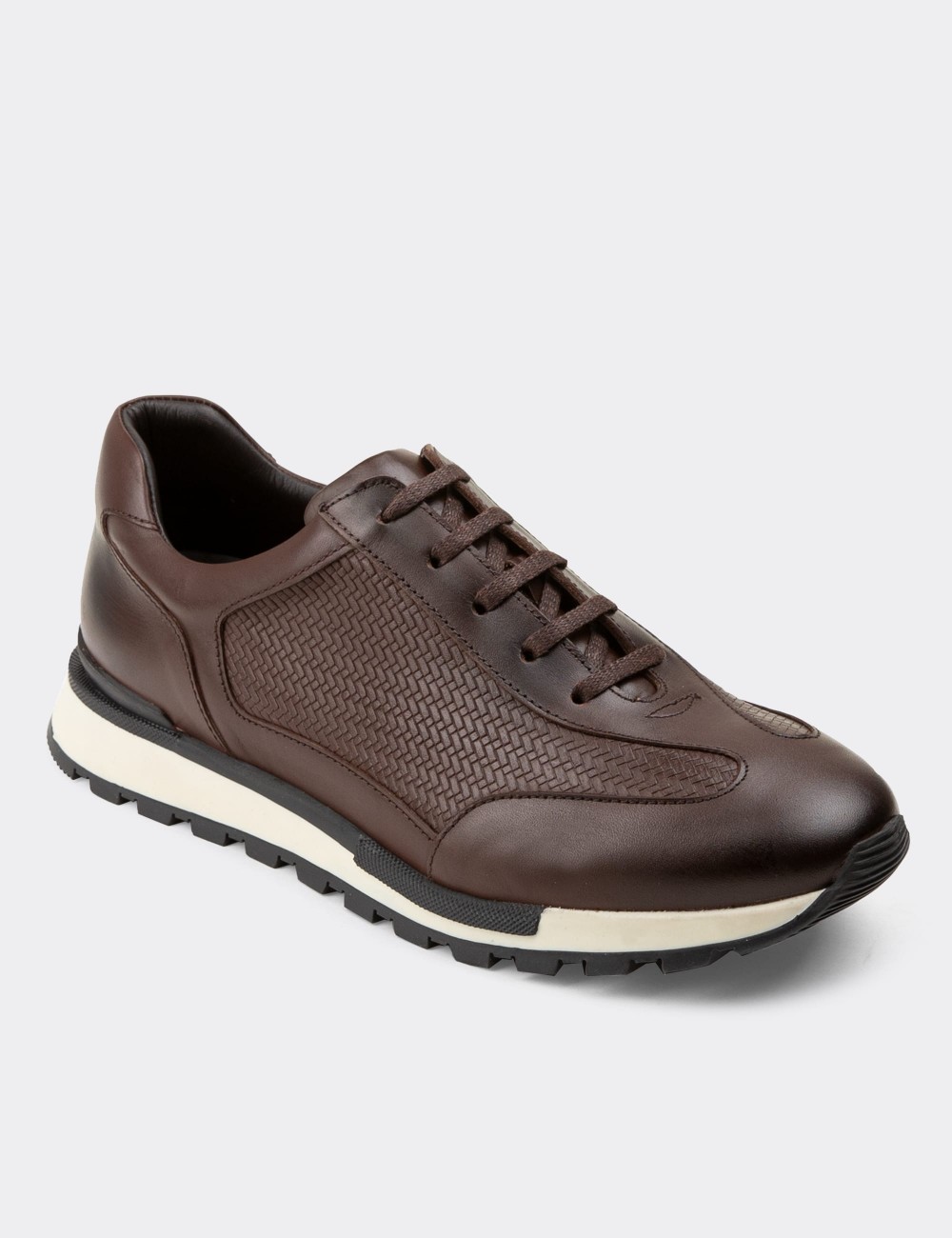 Brown  Leather Sneakers - 01729MKHVT01
